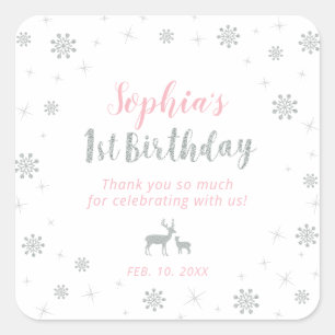 Sticker Carré Hiver pays des merveilles, Argent & Rose 1er Anniv
