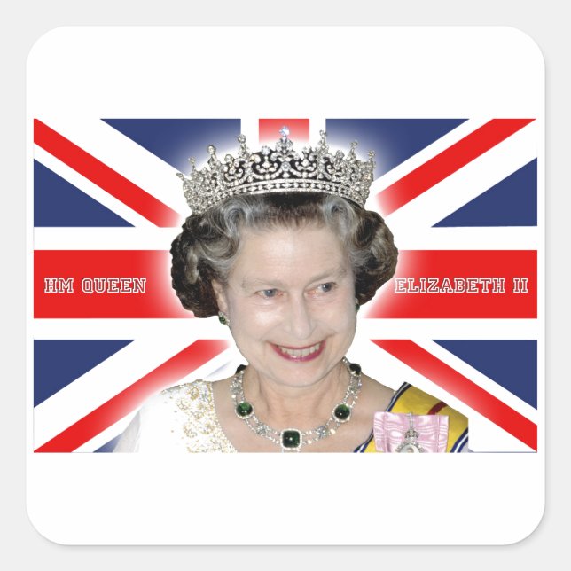 Sticker Carré HM Queen Elizabeth II - Photo Pro (Devant)