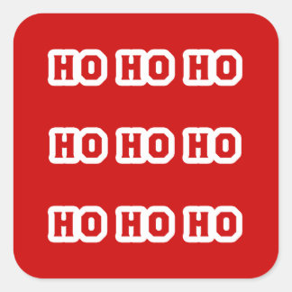Sticker Carré Ho Ho Ho (Santa Claus Says) Red Background