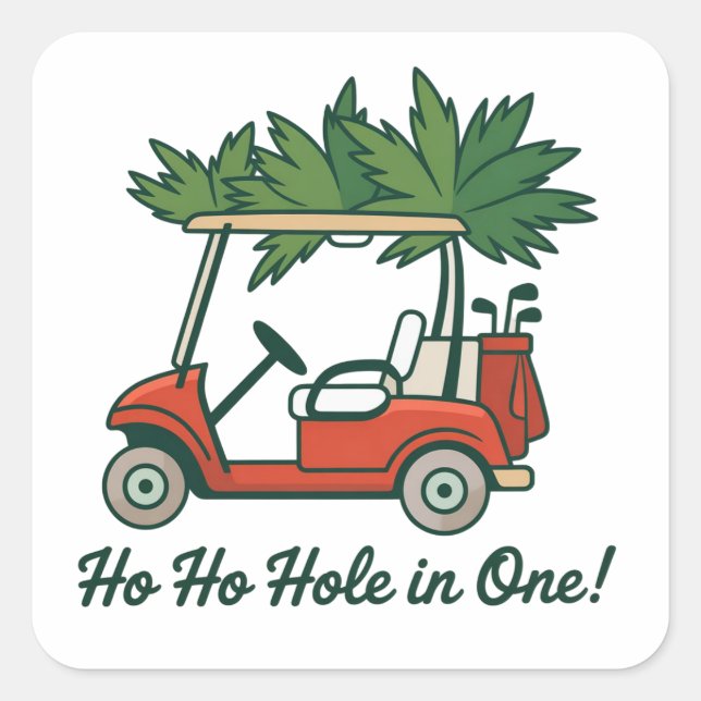 Sticker Carré Ho Ho Hole In One Christmas Santa Golf Golfing  (Devant)