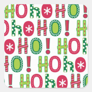 Sticker Carré Ho Ho Holiday Festive Rouge Vert saisonnier Modern