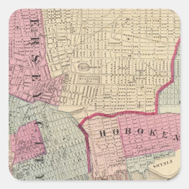 Sticker Carré Hoboken, Jersey City (Devant)