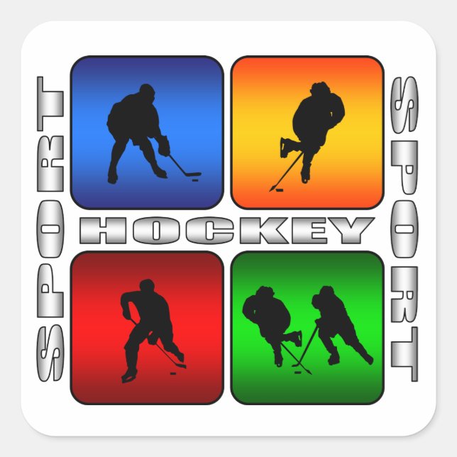 Sticker Carré Hockey spectaculaire (Devant)