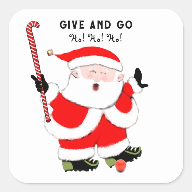 Sticker Carré Hockey sur gazon Noël (Devant)