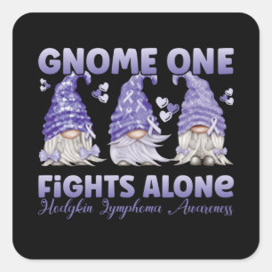 Sticker Carré Hodgkin Lymphoma Cancer Violet Ribbon Gnome