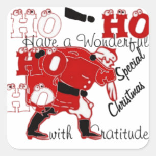 Sticker Carré HOHOHO Avoir un merveilleux Noël avec gratitude