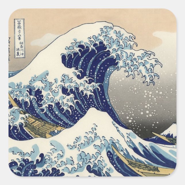 Sticker Carré Hokusai Grande vague de Kanagawa Art japonais Océa (Devant)