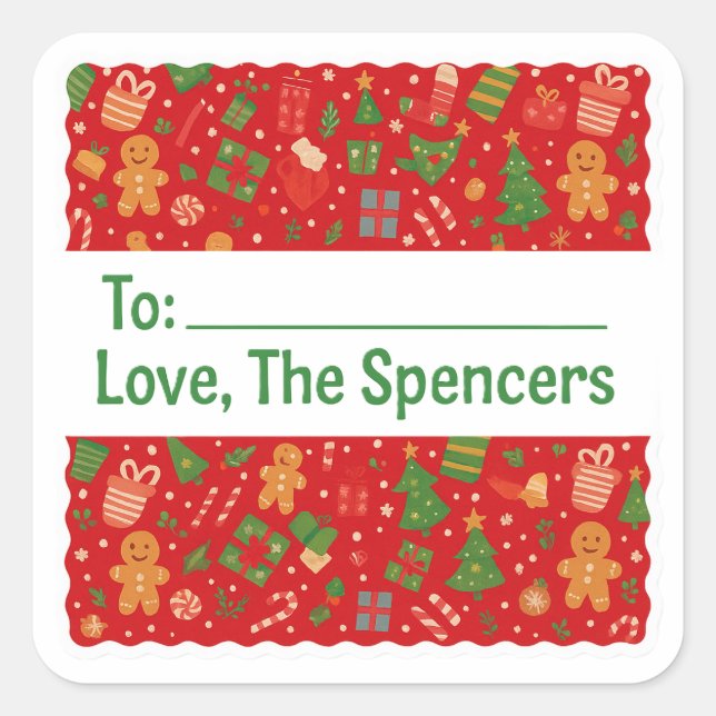 Sticker Carré Holiday Cheer Personalized Christmas (Devant)