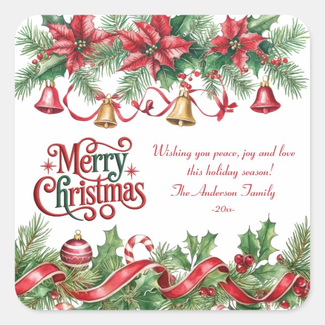 Sticker Carré Holiday Elegant Soft Merry Christmas Party (Devant)