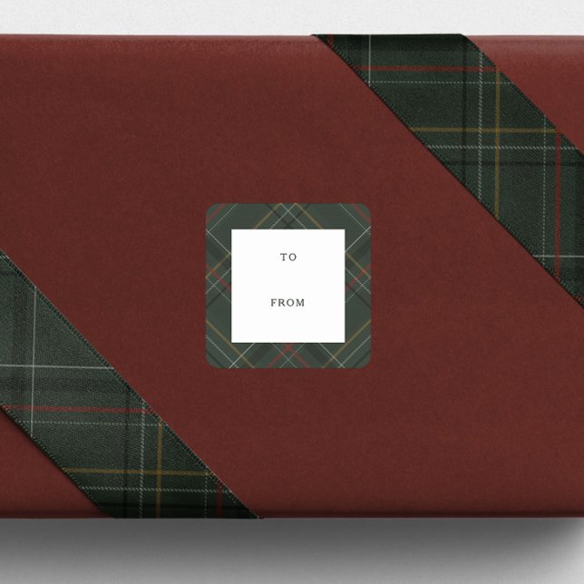 Sticker Carré Holiday plaid hunter green to and from Christmas (Créateur téléchargé)