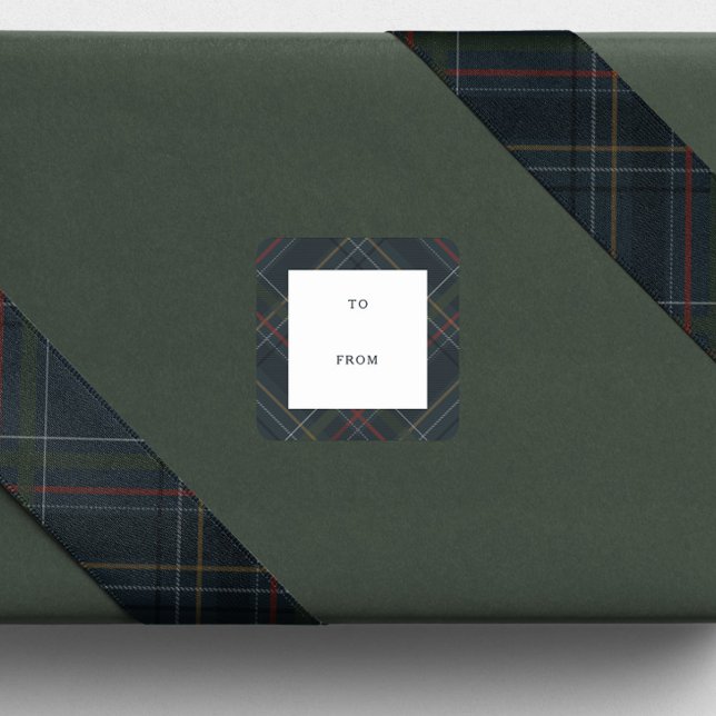 Sticker Carré Holiday plaid navy blue to and from gift (Créateur téléchargé)
