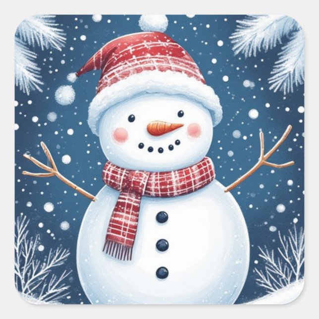 Sticker Carré Holiday Snowman (Devant)