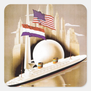 Sticker Carré Holland America Line New York