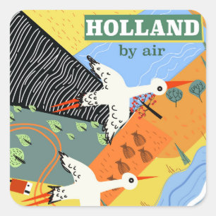Sticker Carré Holland vue aérienne impression de vacances vintag