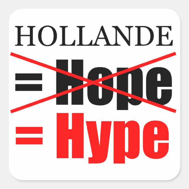 Sticker Carré Hollande Not Hope = Hype ! ! ! ! ! ! ! ! ! ! ! ! ! (Devant)