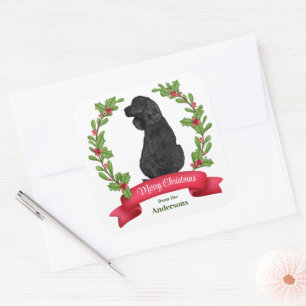 Sticker Carré Holly Banner Black Cocker Spaniel Noël