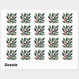 Sticker Carré Holly-Berry à Feuilles Ondulées Mid-Century-Modern