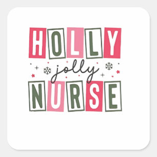 Sticker Carré Holly Jolly Infirmière Noël Noël Noël Noël Noël No