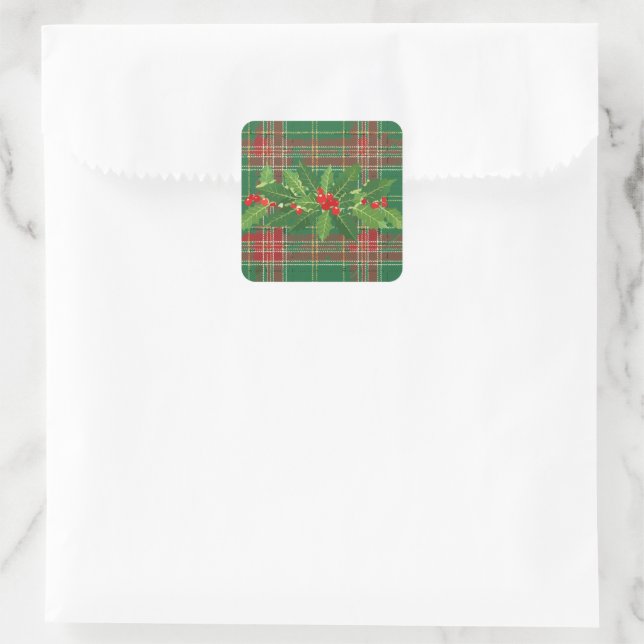 Sticker Carré Holly on Christmas Plaid 7 (Sac)