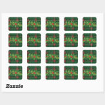 Sticker Carré Holly on Christmas Plaid 8<br><div class="desc">Sel et baies sur l'autocollant de Noël Plaid.</div>
