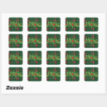 Sticker Carré Holly on Christmas Plaid 8<br><div class="desc">Sel et baies sur l'autocollant de Noël Plaid.</div>