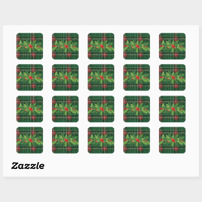Sticker Carré Holly on Christmas Plaid 8 (Feuille)