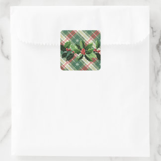 Sticker Carré Holly on Christmas Plaid 9