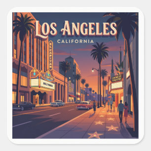 Sticker Carré Hollywood Boulevard Los Angeles Californie