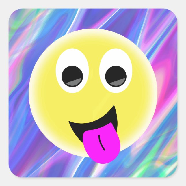 Sticker Carré hologramme émoji (Devant)