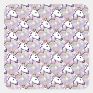 Sticker Carré hologramme licorne émoji