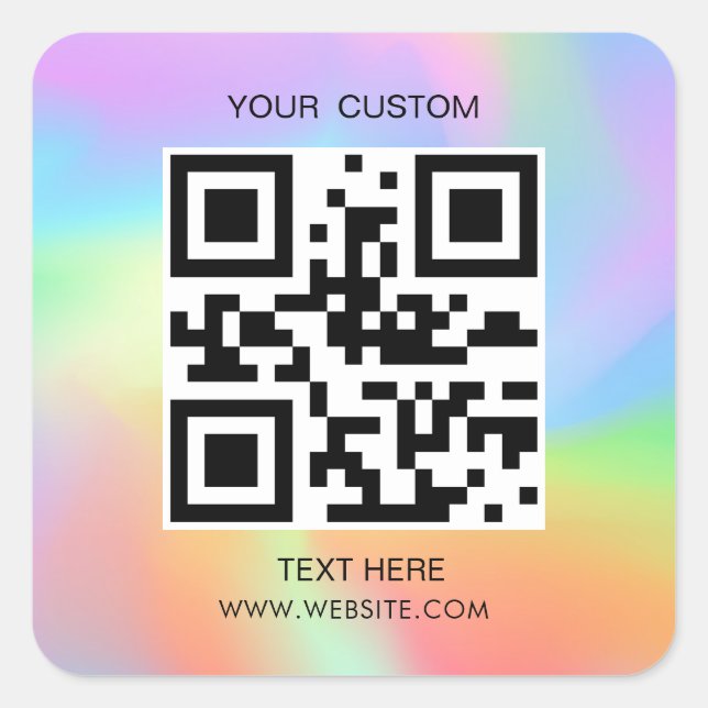 Sticker Carré Hologramme, QR simple code QR personnalisé pour le (Devant)