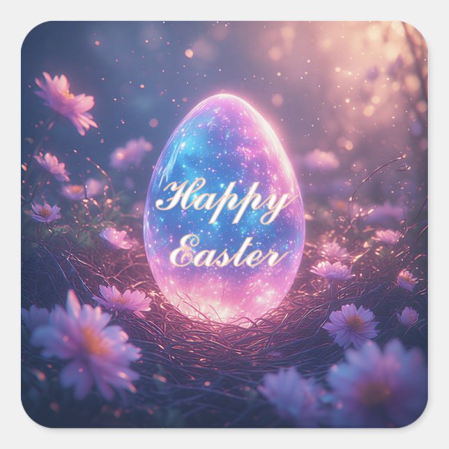 Sticker Carré Holographic Neon Easter Egg Card (Devant)