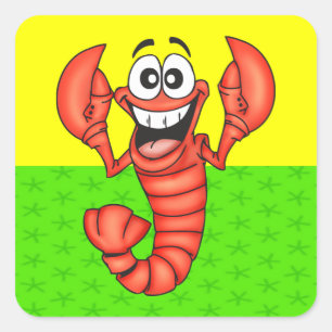 Sticker Carré Homard souriant drôle