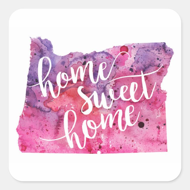 Sticker Carré Home Sweet Home Oregon (Devant)