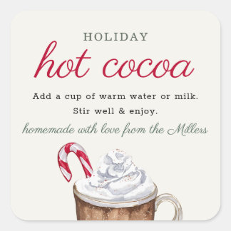 Sticker Carré Homemade Holiday Hot Cocoa Mix Christmas Gift
