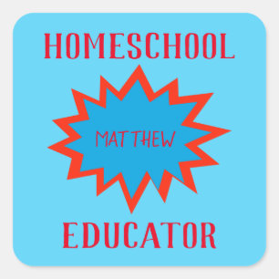 Sticker Carré Homeschool Educator Thème de la bande dessinée