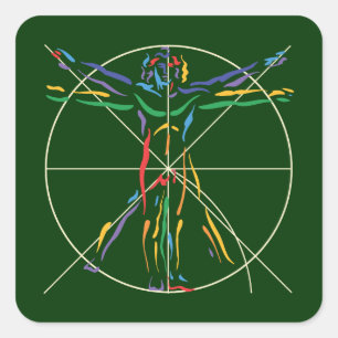 Sticker Carré Homme d'anatomie DaVinci en Chakra
