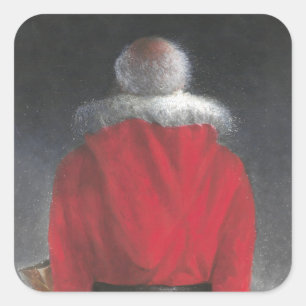 Sticker Carré Homme dans le manteau rouge