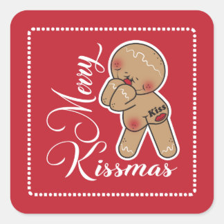 Sticker Carré Homme en pain d'épices mignonne Merry Kissmas