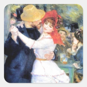 Sticker Carré Homme femme dansant peinture de renoir