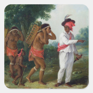 Sticker Carré Homme indien occidental de couleur, dirigeant deux