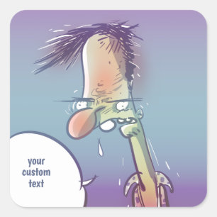 Sticker Carré homme ivre drôle dessin animé