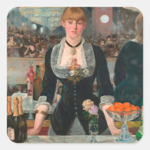 Sticker Carré Homme maussade barman parisien Un bar aux Folies-B
