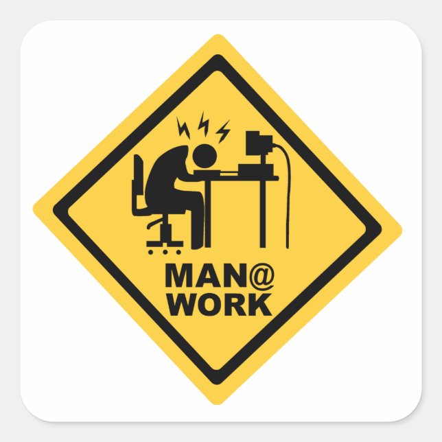 Sticker Carré Homme @ Travail (Devant)