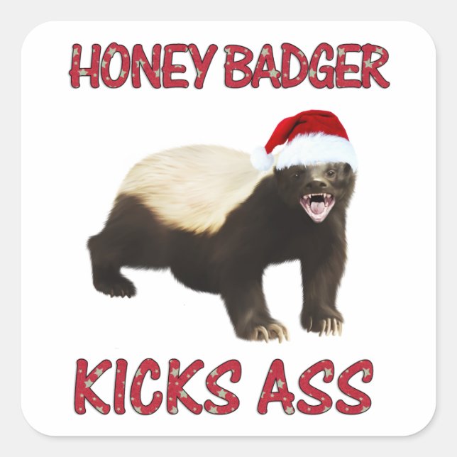 Sticker Carré Honey Badger Kicks... (Devant)