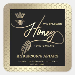 Sticker Carré Honey jar script moderne queen bee carré autocolla