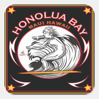 STICKER CARRÉ HONOLUA BAY MAUI HAWAII SURF