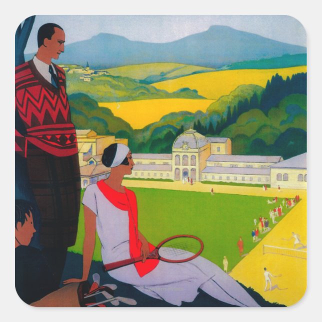 Sticker Carré Honore Les Bains Vintage PosterEurope (Devant)