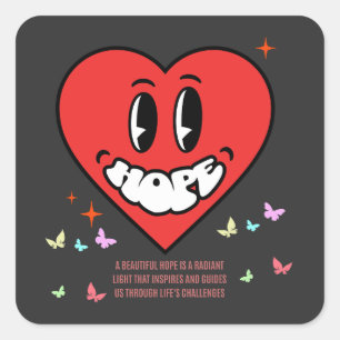 Sticker Carré Hope Heart Message positif Amour personnel