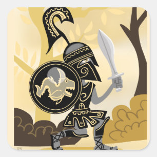 Sticker Carré Hoplite grecque antique